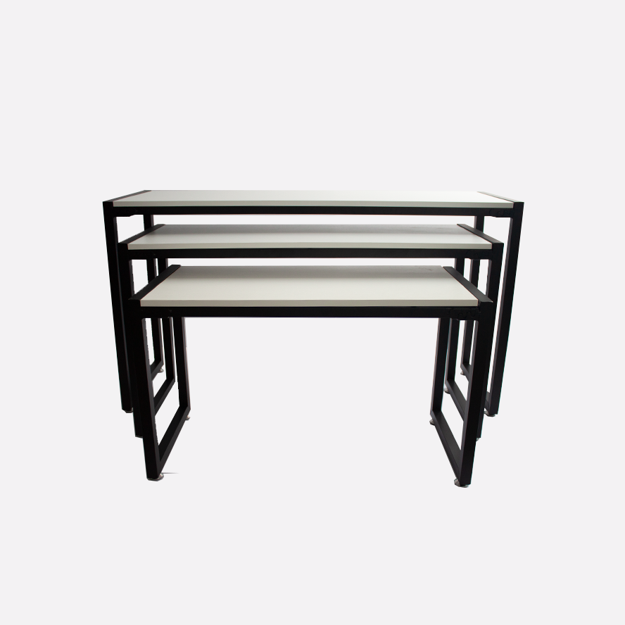 RENTAL Nesting Table 3pcs Set White Table Top with Black Frame (RENTNESTSETWH)
