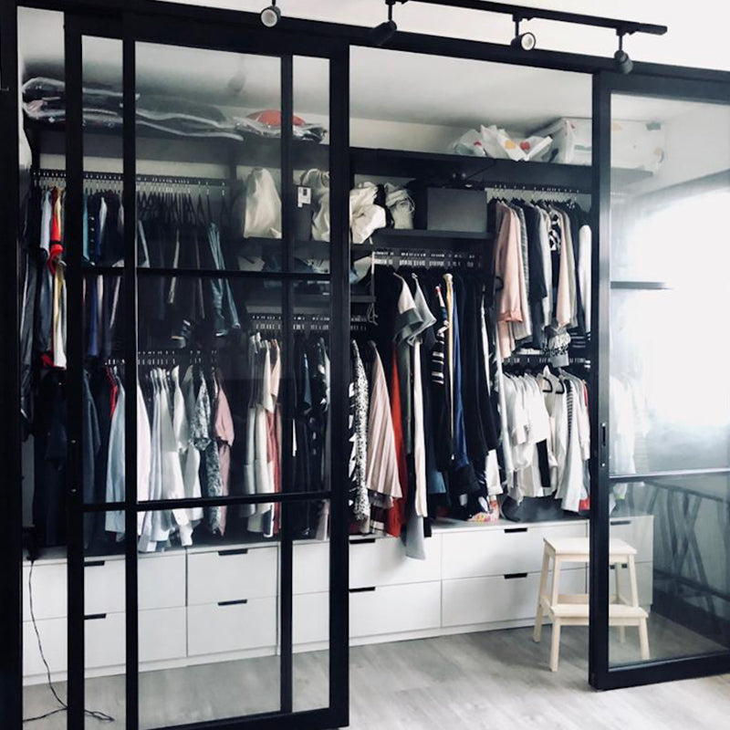Walk-in closet with sliding doors