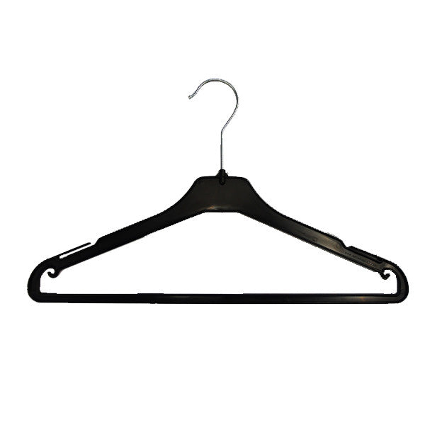 RENTAL Black Plastic Top Hanger With Rail - L400 (RENTHR4500BK)