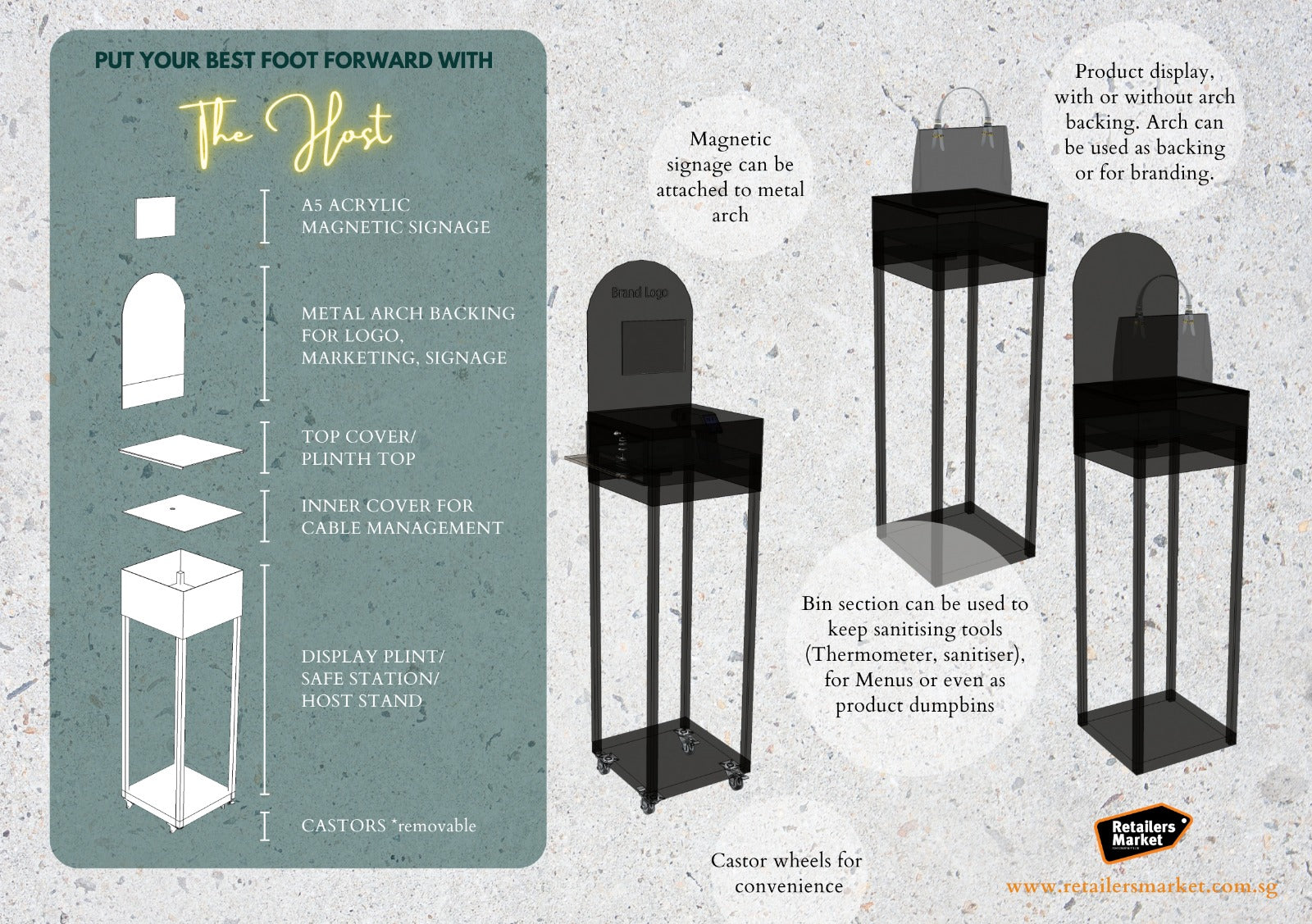 Metal Pedestal  - W350 x D350 x H1007