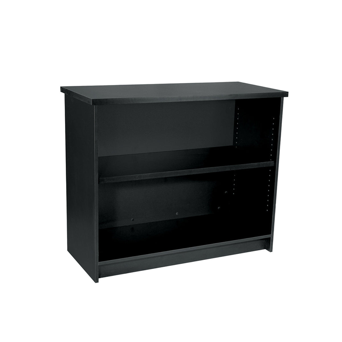 Black Counter with Timber Laminate and Adjustable Shelves, 1200Wx544Dx1000H
