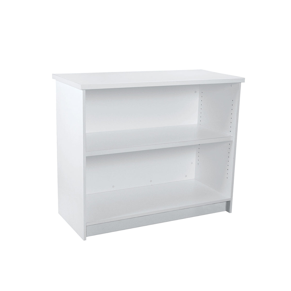 White Counter with Timber Laminate and Adjustable Shelves, 1200Wx544Dx1000H