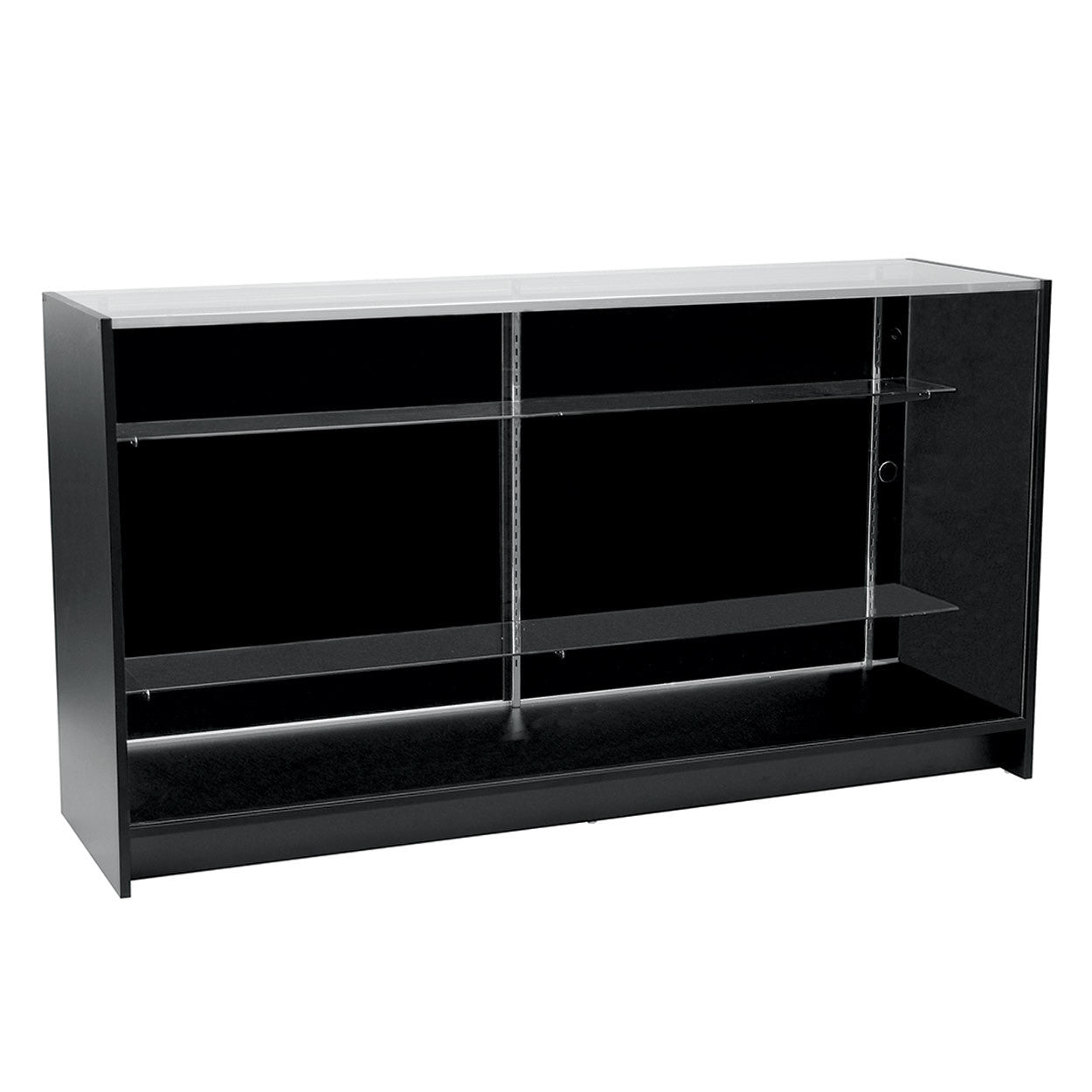 Black Counter Showcase Glass Top with 2 Shelves, 1800Wx508Dx965H