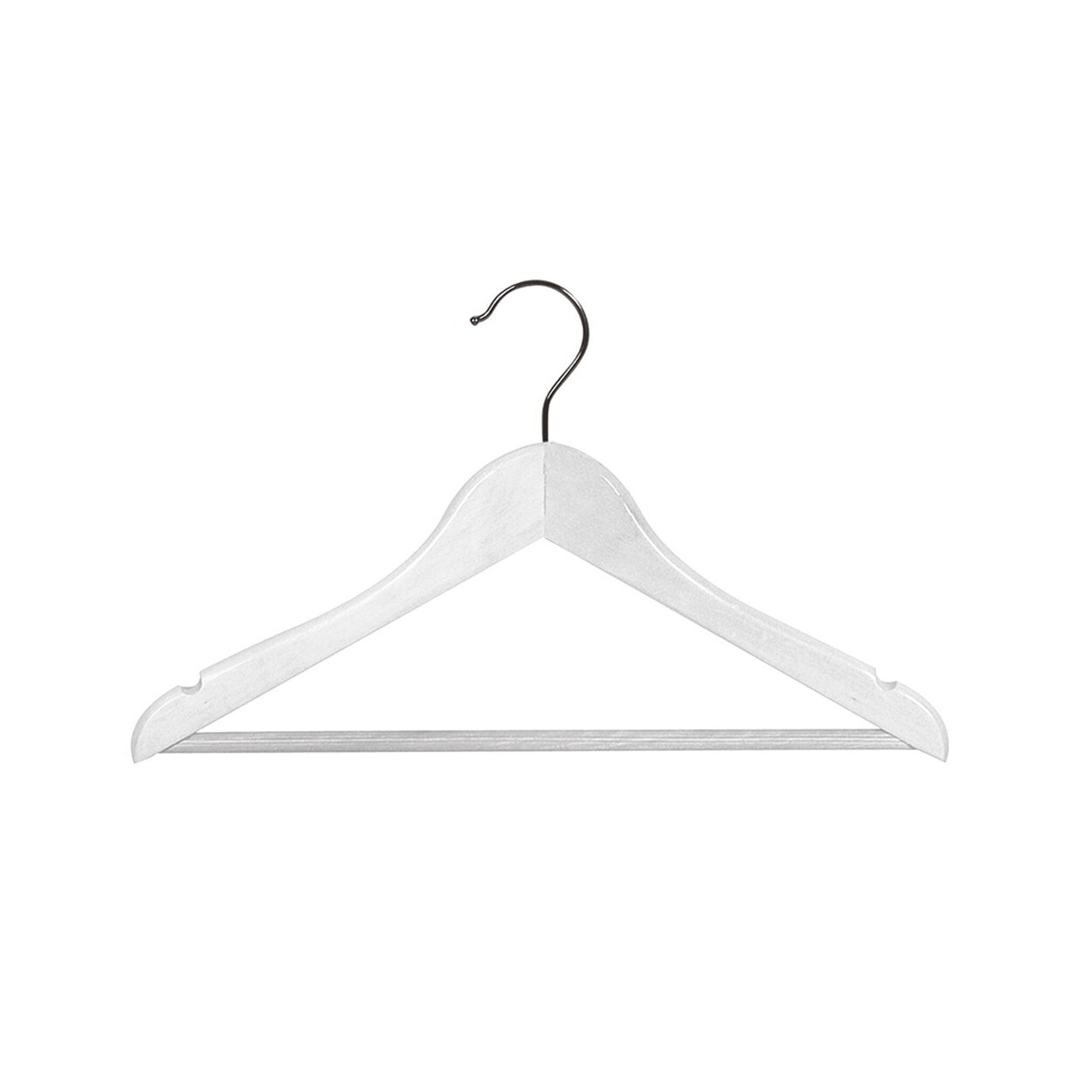White Kids Wooden Hanger with Notches and Rail (H2604WH)