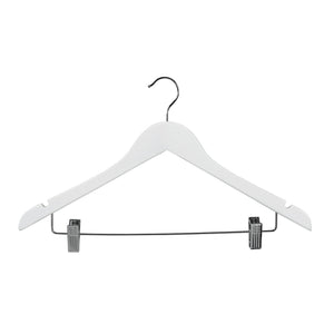 Wooden Hanger with Notches and Adjustable Clips (H2631)