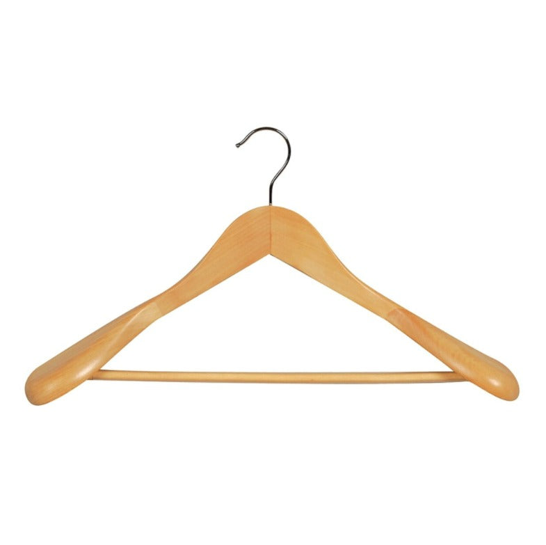 Wooden Hanger for Suit with Formed Shoulders & Rail (H2635)