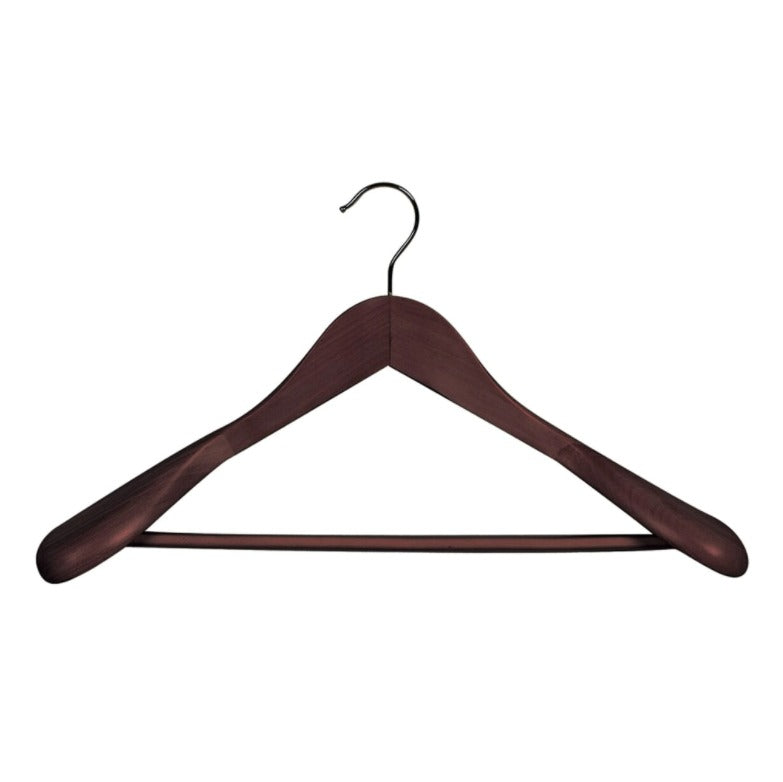 Wooden Hanger for Suit with Formed Shoulders & Rail (H2635)