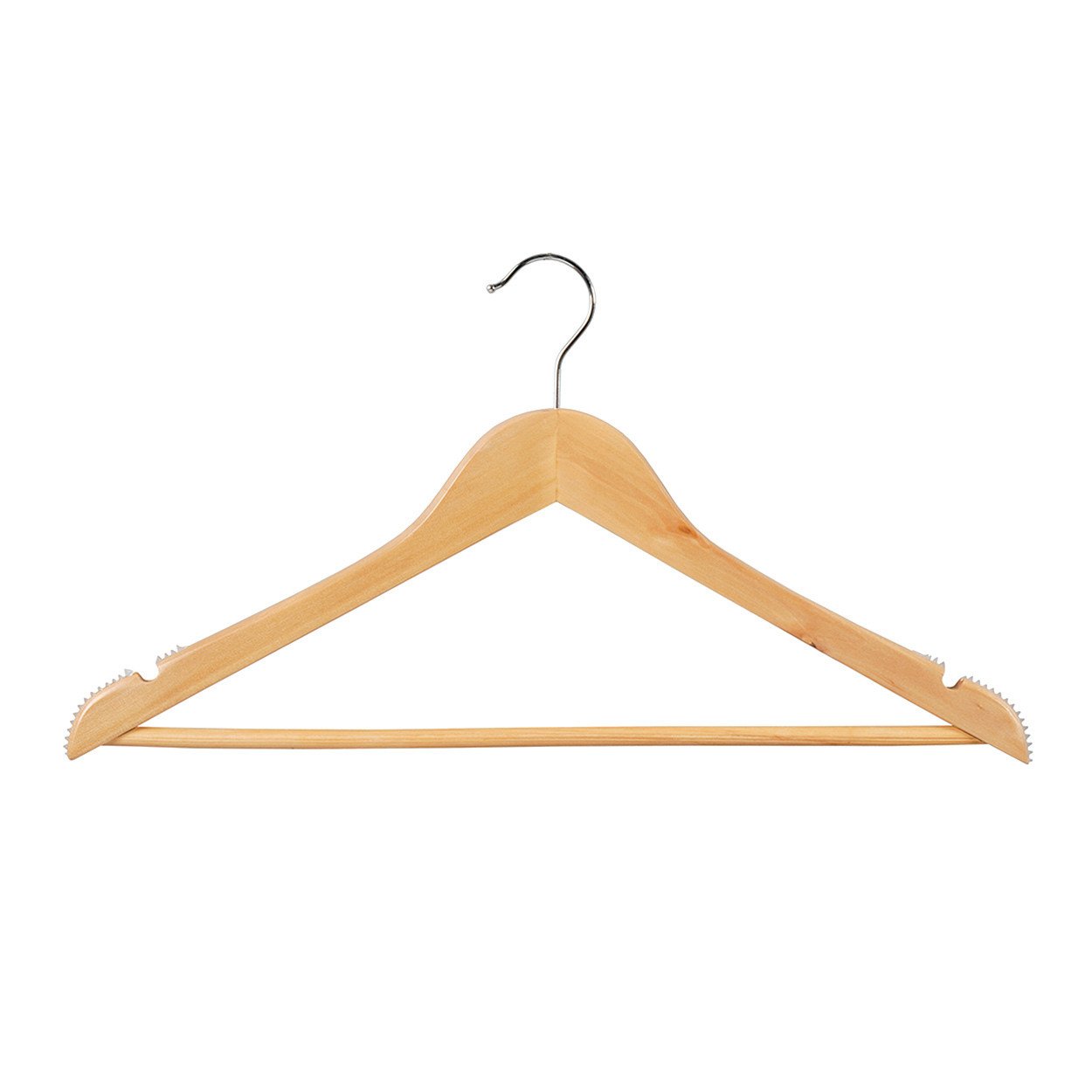 Wooden Hanger with Notches, Ribs & Rail (H2650) - Bundle of 10