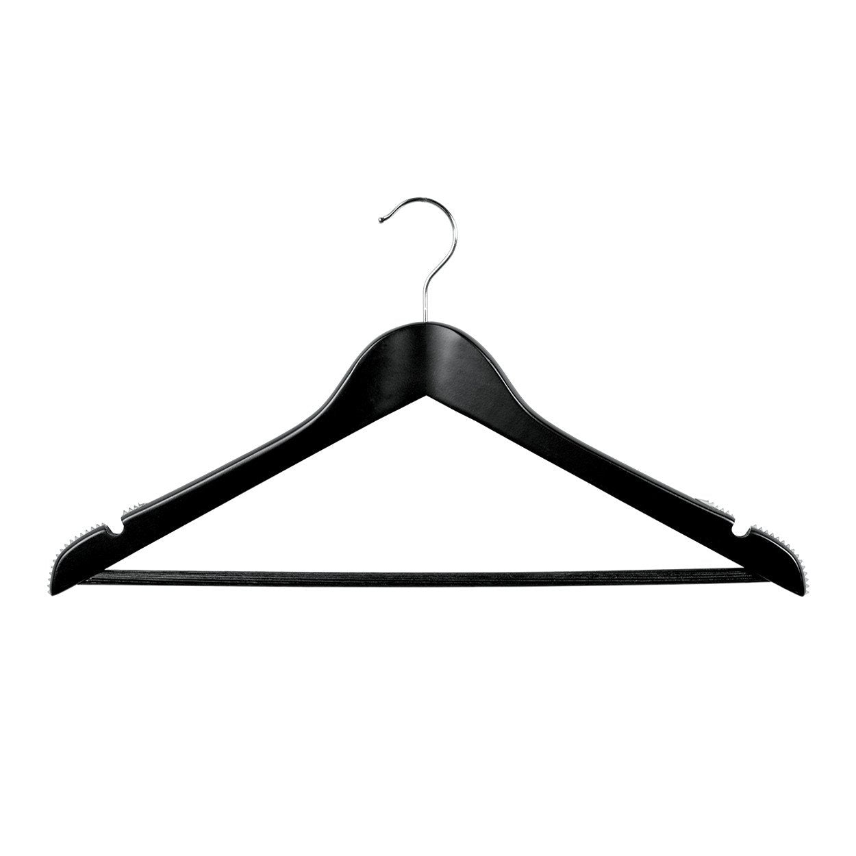 Wooden Hanger with Notches, Ribs & Rail (H2650) - Bundle of 10