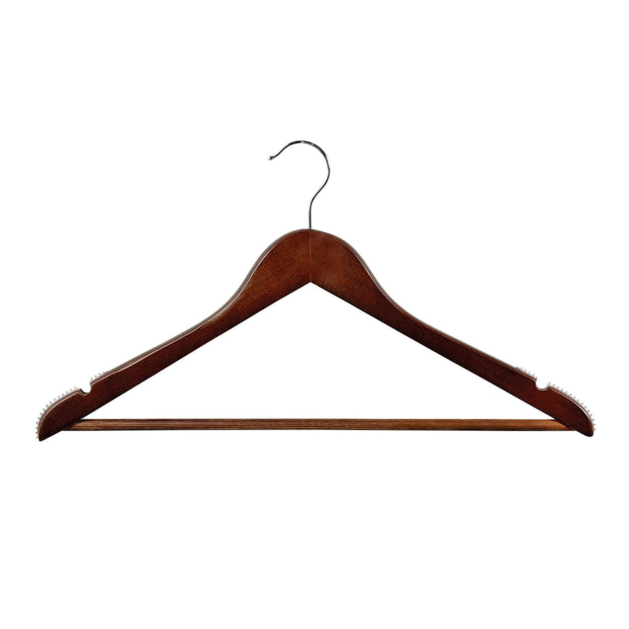 Wooden Hanger with Notches, Ribs & Rail (H2650) - Bundle of 10