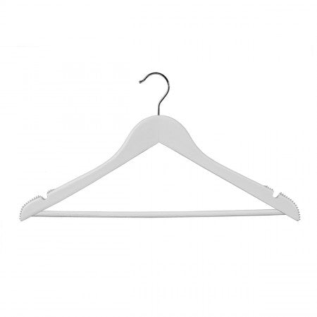 Wooden Hanger with Notches, Ribs & Rail (H2650) - Bundle of 10
