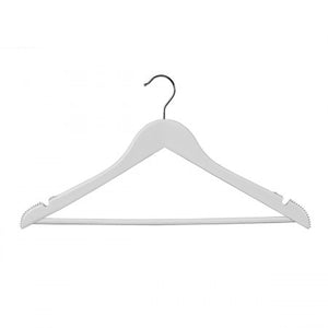 Wooden Hanger with Notches, Ribs & Rail (H2650)