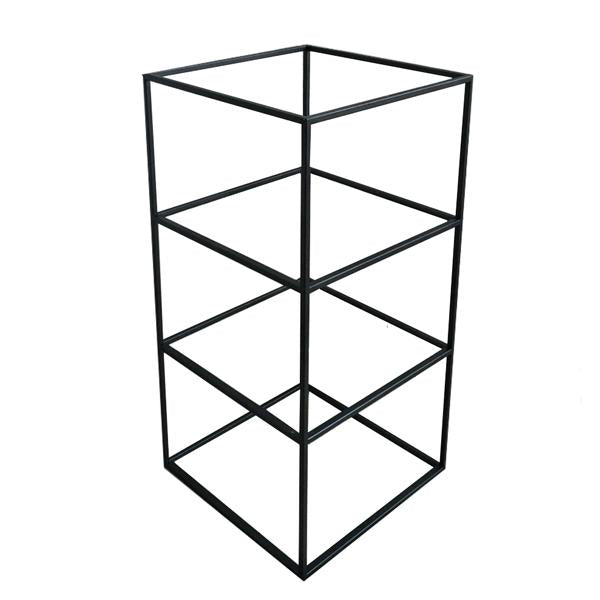 RENTAL Black Frame Glass Shelf Tower - 3 Levels (RENTTOWER3)
