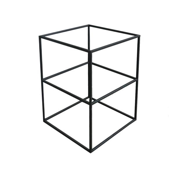 RENTAL Black Frame Glass Shelf Tower - 2 Levels (RENTTOWER2)