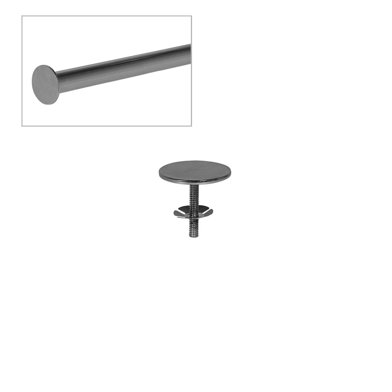 Push-in Flanged Metal Cap for Clothes Rail - 45mm Outer DIA